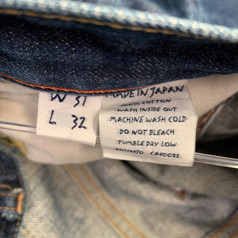 KICKING MULE WORKSHOP Size 31 Indigo Cotton Button Fly Jeans