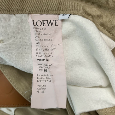 LOEWE Size 34 Khaki Solid Cotton Button Fly Dress Pants