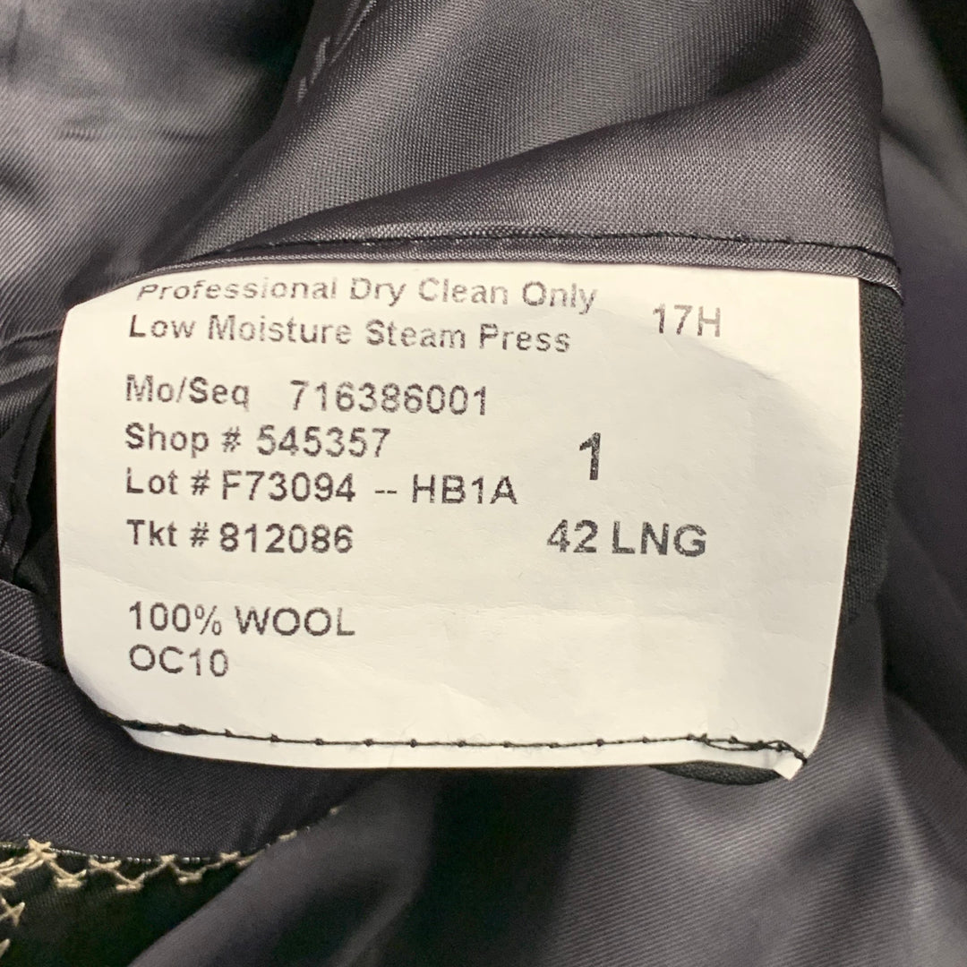 O'CONNELL'S Size 42 Long Grey Black Herringbone Wool Sport Coat