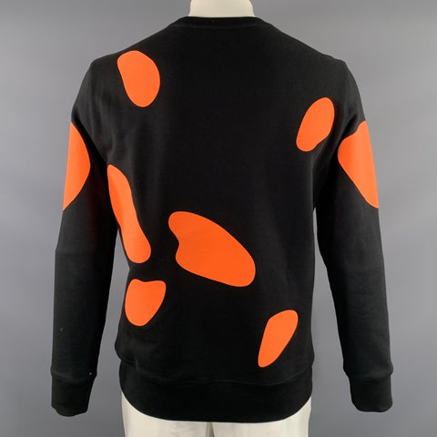 TIM COPPENS Size XL Black Orange Graphic Cotton Crew Neck Sweatshirt