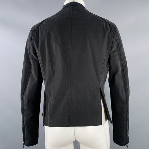 TOM REBL Size M Black Cotton Blend Motorcycle Jacket