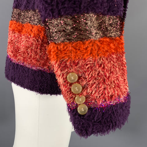WALTER VAN BEIRENDONCK Size 36 Orange Purple Stripe Sport Coat