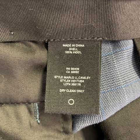 THEORY Size 42 Wellar Marlo Camley Blue Window Pane Wool Suit
