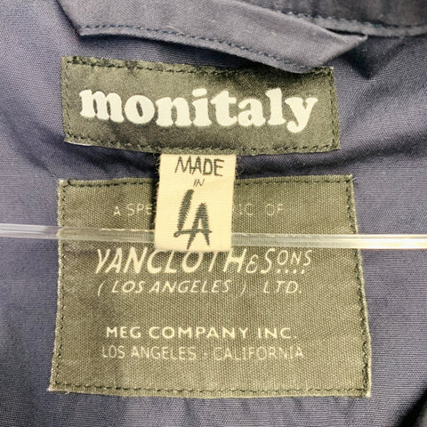 MONITALY Size XL Navy Blue Orange Cotton Buttoned Pockets Coat
