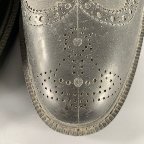 VIVIENNE WESTWOOD Size 12 Black Dark Grey Perforated Rubber Ankle Strap Boots