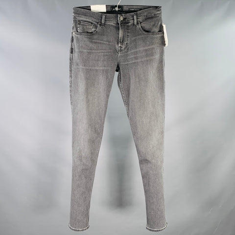7 FOR ALL MANKIND Size 30 Grey Cotton Blend Tapered Slim Five Pockets Jeans