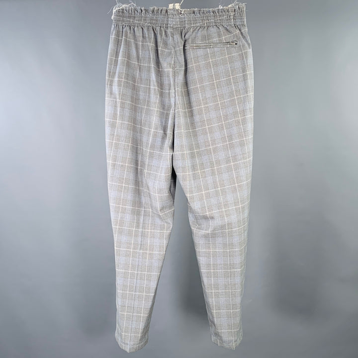 CAMIEL FORTGENS Size S Grandma Grey Plaid Wool Elastic Waistband Casual Pants