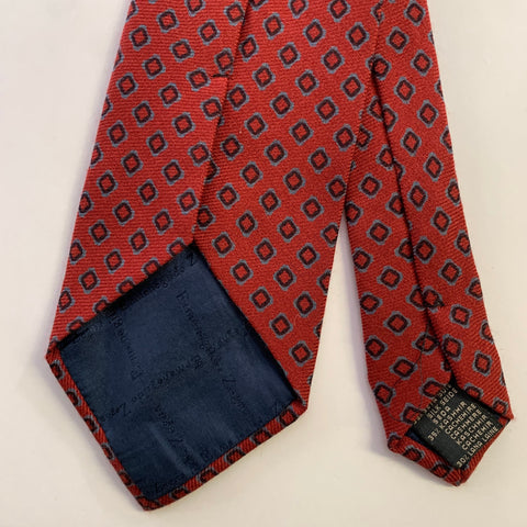 ERMENEGILDO ZEGNA Size One Size Red Blue Abstract Silk Cashmere Blend Tie