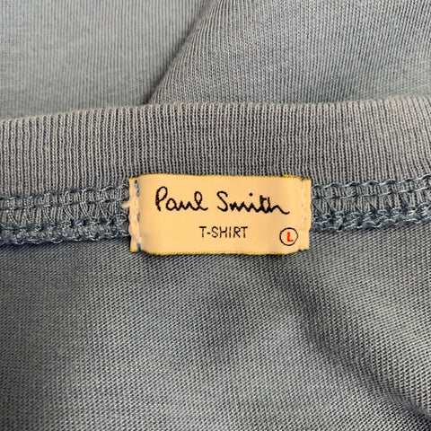 PAUL SMITH Size L Blue Multi Color Patch Cotton Crew Neck T-shirt