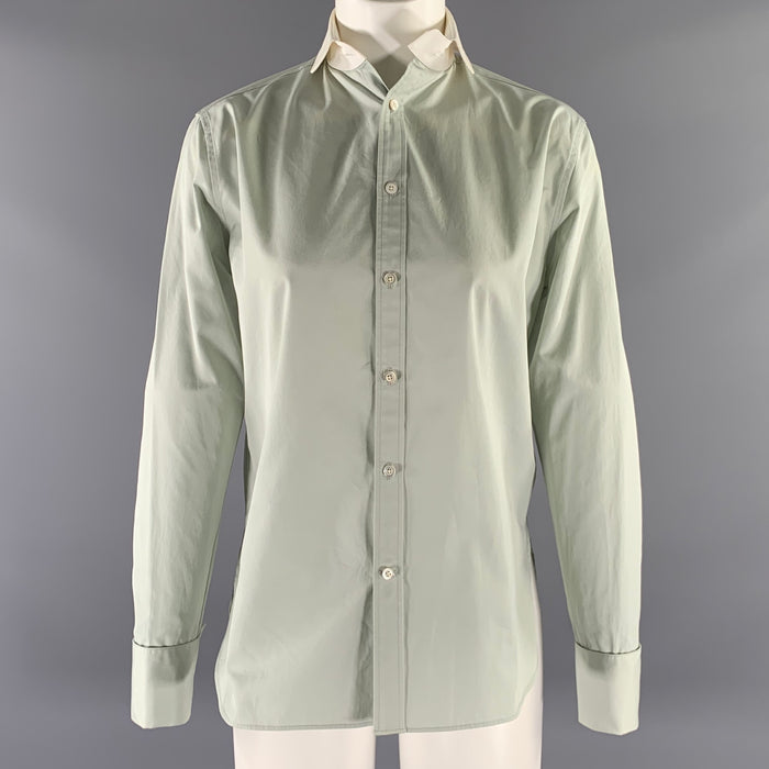 RALPH LAUREN Size 2 Green White Cotton Club Collar Dress Top
