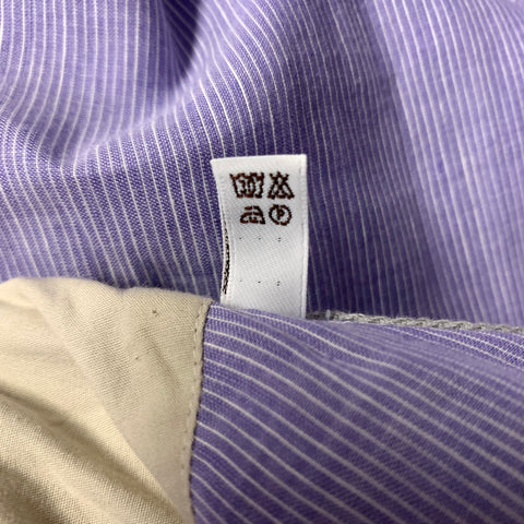 BRUNELLO CUCINELLI Size XL White Lavender Pinstripe Long Sleeve Shirt