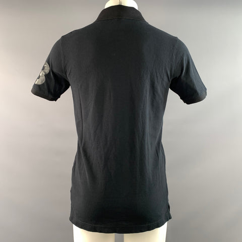 Y-3 Size M Black Patchwork Cotton Spread Collar Polo