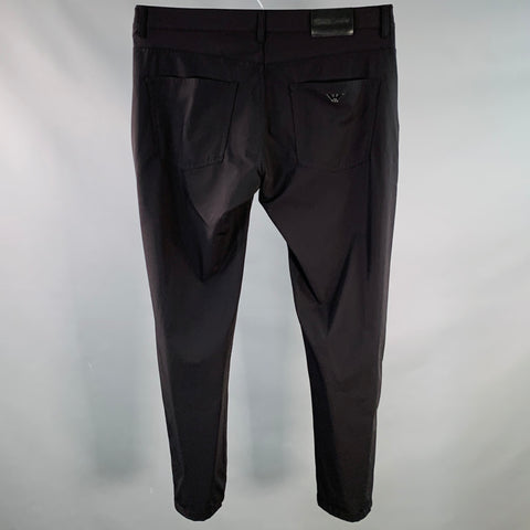 EMPORIO ARMANI Size 34 Black Polyamide Blend Tapered Zip Fly Casual Pants