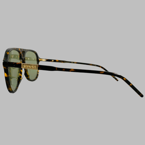 GUCCI Black Brown Tortoiseshell Acetate Teardrop Aviator Sunglasses