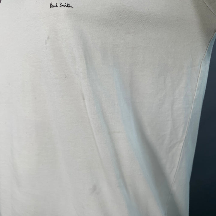 PAUL SMITH Size L White Multi Color Skulls Cotton Crew Neck T-shirt