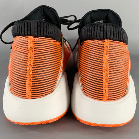 ADIDAS Size 11.5 Pro Vision Hi Res Orange Black White Mixed Fabrics Mesh Sneakers