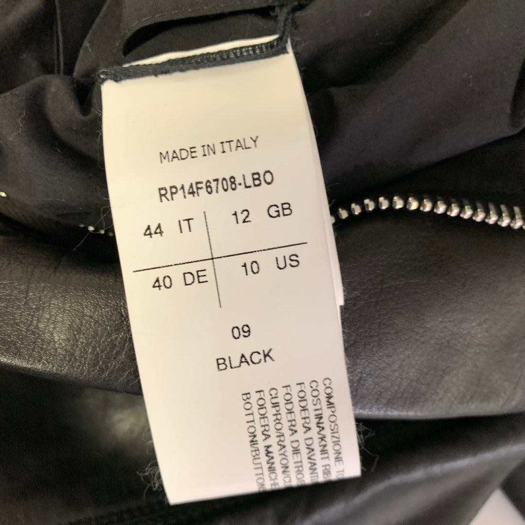 RICK OWENS Size 10 Black Leather Crackled Moto Racer Jacket