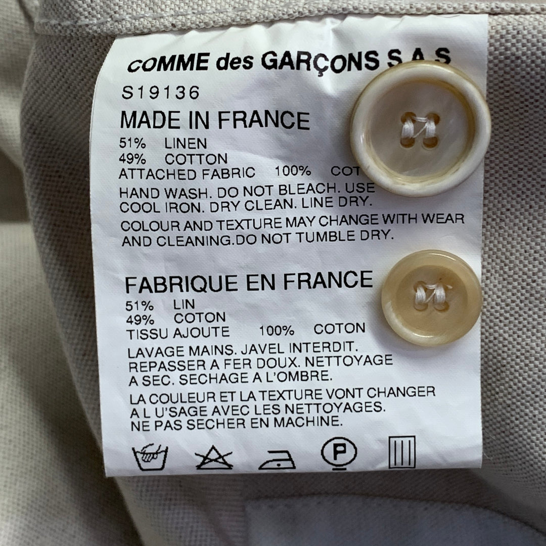 COMME des GARCONS SHIRT Size M Regular Beige Olive Cotton Linen Notch Lapel Sport Coat