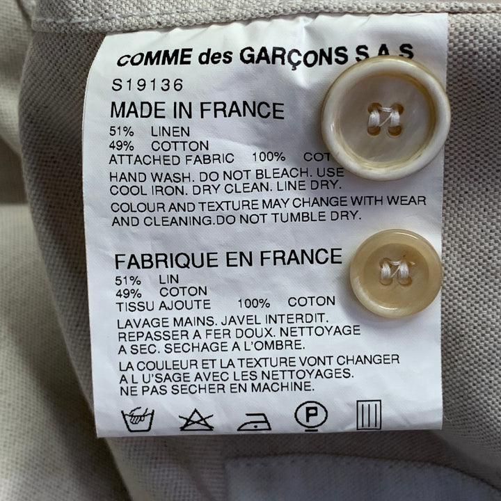 COMME des GARCONS SHIRT Size M Regular Beige Olive Cotton Linen Notch Lapel Sport Coat