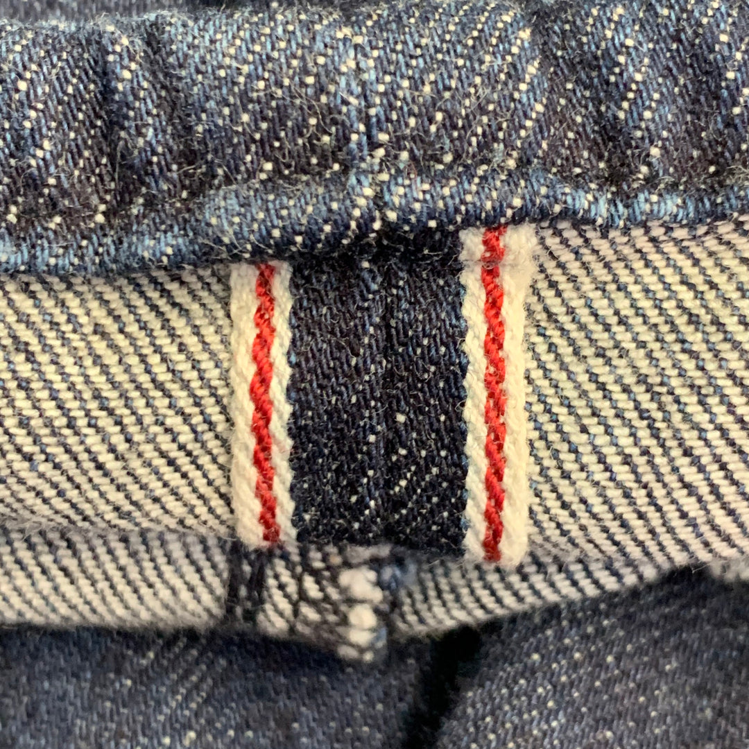 ISAIA Size 34 Blue Cotton Selvedge Twill Skinny Jeans