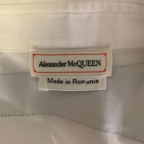 ALEXANDER MCQUEEN Size M White Black Cotton Harness Long Sleeve Shirt