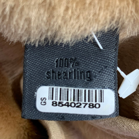 Manteau boutonné en cuir d'agneau retourné beige JOHN VARVATOS taille 40