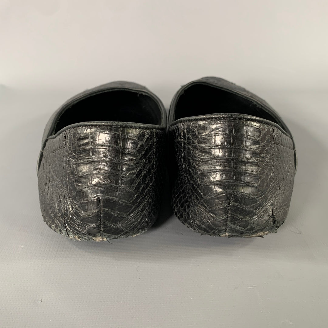 HAIDER ACKERMANN Size 8 Black Snake Leather Loafers
