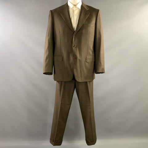 BRIONI Chest Size 46 Brown Wool Notch Lapel 39 30 Suit
