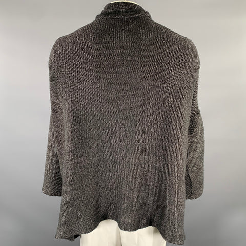 JOHN ELLIOTT Size XL Grey Black Knit Linen  Cotton Cape Cardigan