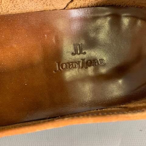 JOHN LOBB Size 9.5 Tan Brown Color Block Leather Penny Loafers