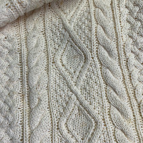 POLO by RALPH LAUREN Size L Cream Cable Knit Cotton Crew Neck Sweater