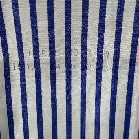 I.MAGNIN Size L Navy White Stripe Cotton Pointed Collar Long Sleeve Shirt