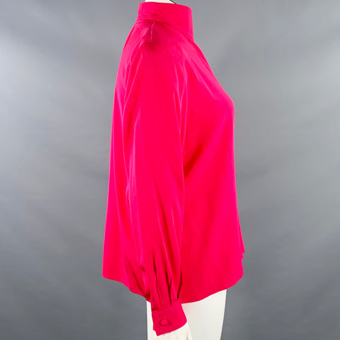 CHRISTIAN DIOR Size 14 Pink Fuchsia Silk Padded Dress Top