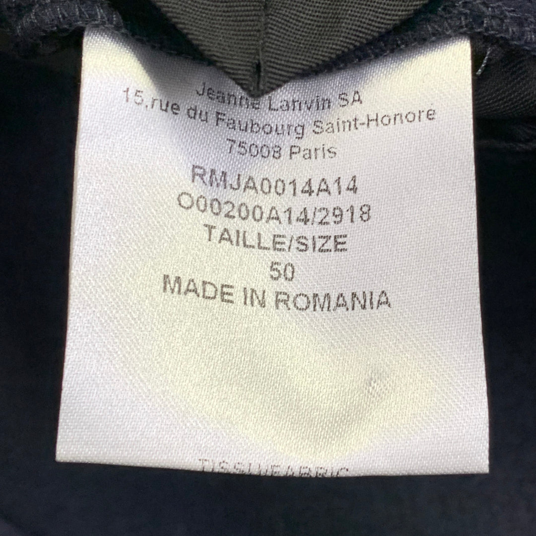 LANVIN Size 40 Navy Black Two Toned Wool Blend Snaps Sport Coat