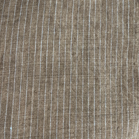 FRANK LEDER Size S Brown White Stripe Linen Spread Collar Long Sleeve Shirt