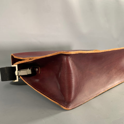 JACK SPADE Burgundy Solid Leather Messenger Bag