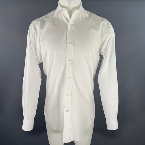 HAMILTON Size S White Cotton Spread Collar Long Sleeve Shirt