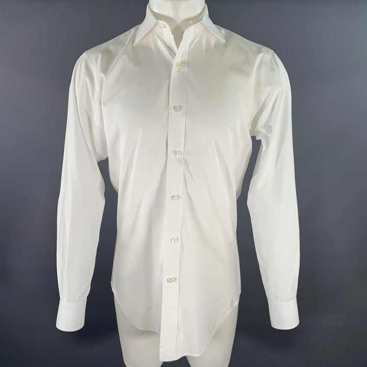HAMILTON Size S White Cotton Spread Collar Long Sleeve Shirt