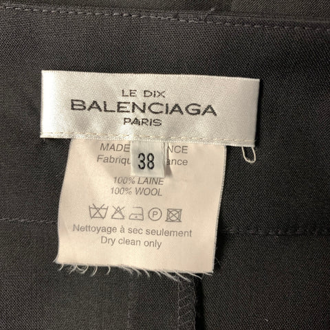 BALENCIAGA Size 2 Black Wool Pencil Knee Length Skirt