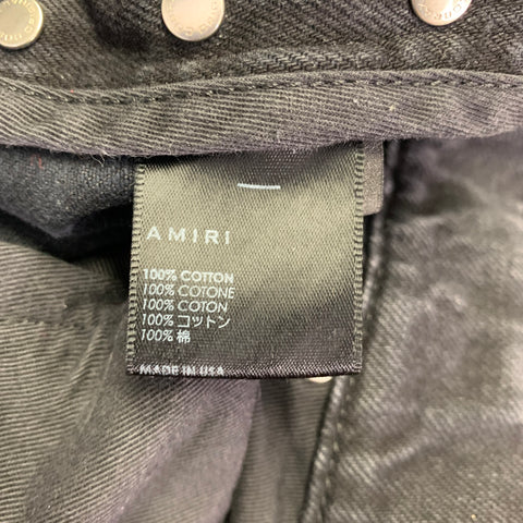 AMIRI Size 34 Black Multi Color Distressed Cotton Straight Cargo Jeans