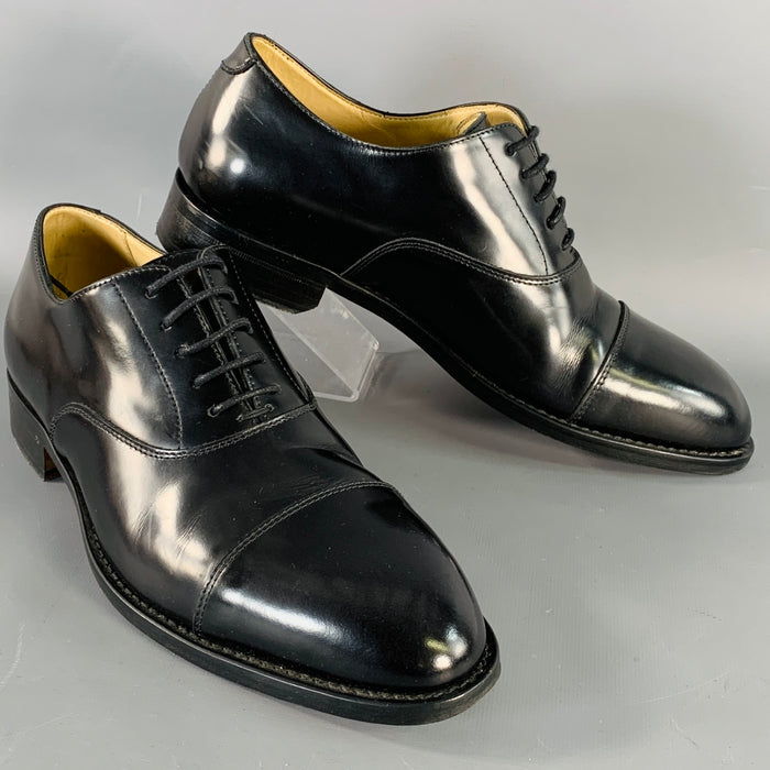 PAUL SMITH Size 7 Kenning Black Leather Cap Toe Oxford Lace-Up Shoes