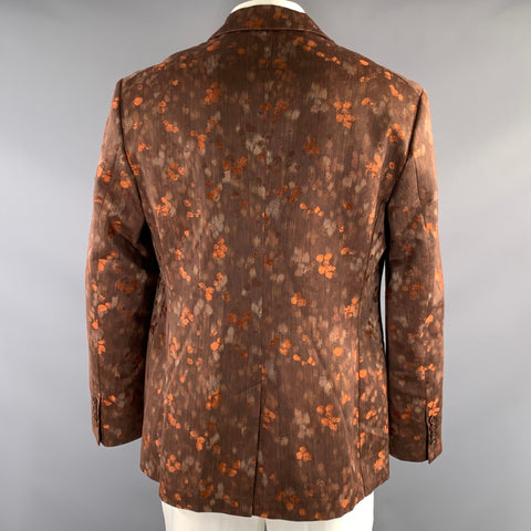 JOHN VARVATOS Size 46 Brown Orange Abstract Cotton Blend Blazer Jacket