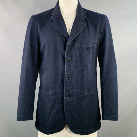 Veste RRL by RALPH LAUREN taille L, coloris marine, en sergé de coton mélangé à revers crantés.
