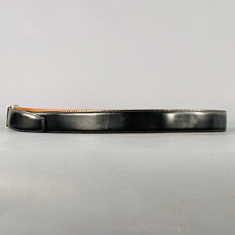 TOD'S Size 38 Black Silver Leather Belt