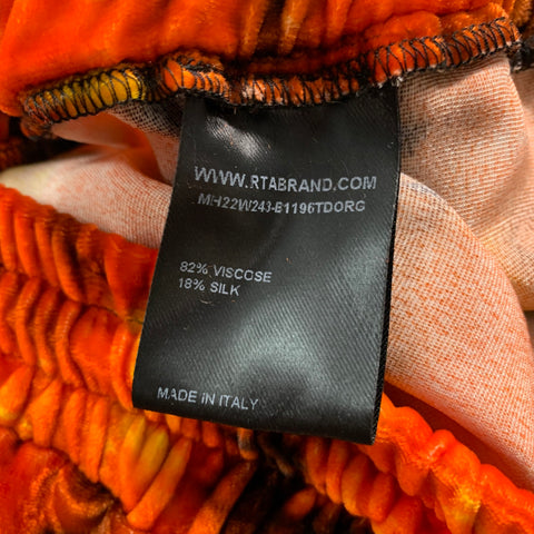 RtA Size L Orange Black Velvet Viscose Silk Shorts Set