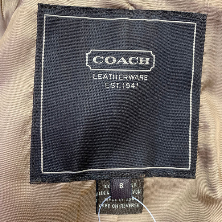 COACH Size 8 Brown Gold Leather Zip Pockets Jacket