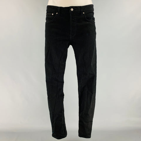 NUDIE JEANS Size 36 Black Solid Cotton Elastane Zip Fly Jeans