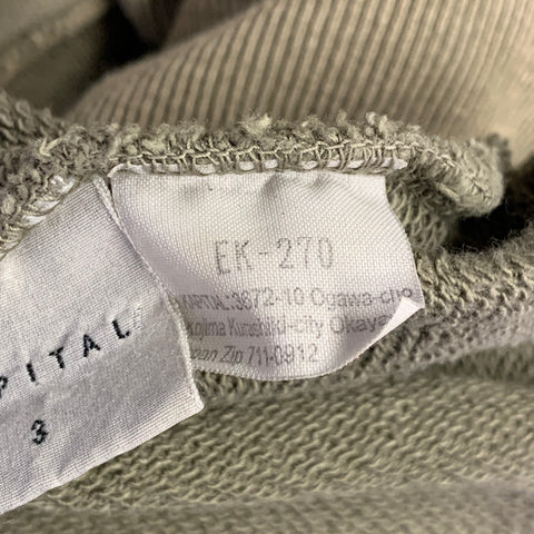 KAPITAL Size L Olive Patchwork Cotton Hooded Sweatshirt