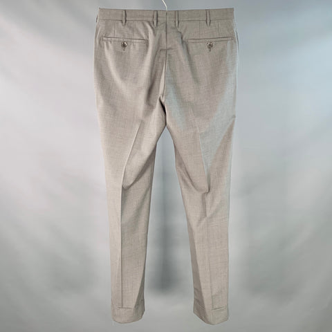 HADLEIGH'S Size 33 Grey Wool Silk Flat Front Cuffed Straight Dress Pants