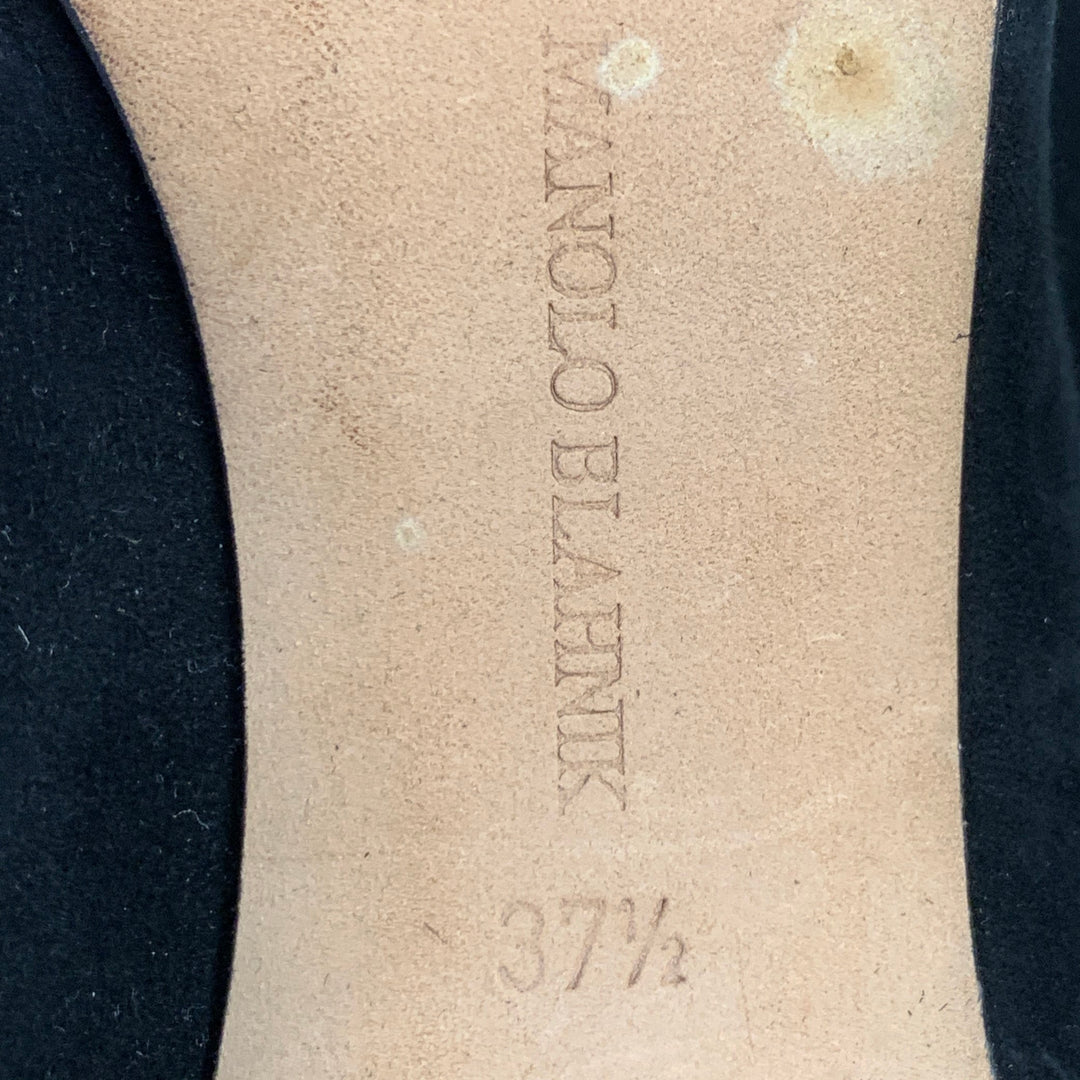 MANOLO BLAHNIK Size 7.5 Black Suede Cut Out Stiletto Boots